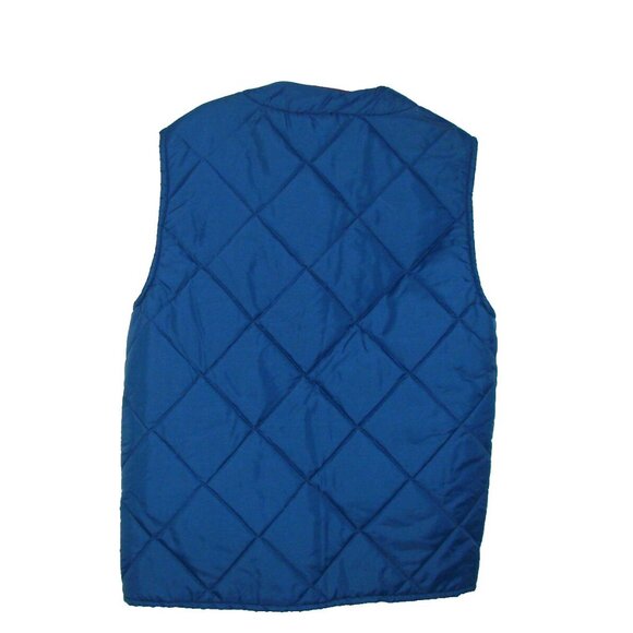 Stiches Unlimited Size M Flannel Lined Blue Quilted Jacket Vest Front Pocket Vtg - Picture 2 of 9